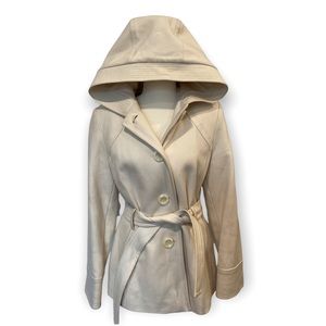Jason Kole Women’s Wool Cream Hooded Coat Medium